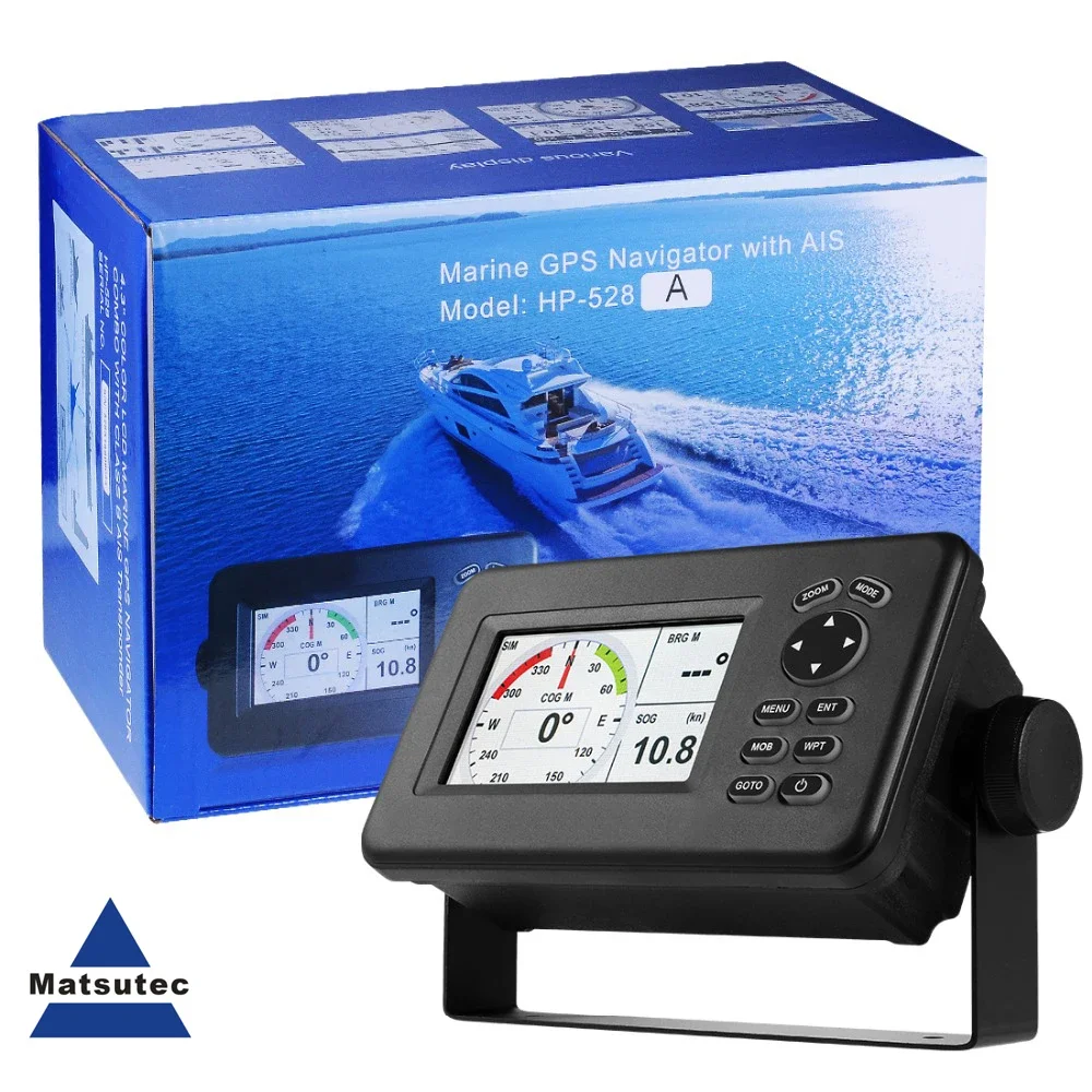 

Matsutec HP-528A 4.3-inch Color LCD Chart Plotter Built-in Class B AIS Transponder Combo High Sensitivity Marine GPS Navigator