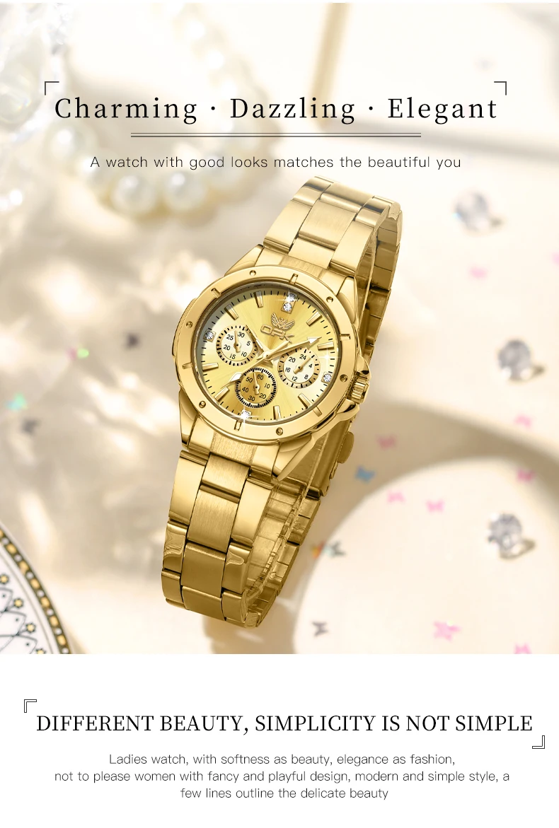 OPK Quartz Watch for Women Multi functional Dial Stainless steel Strap Ladies Hand Clock OPK Quartz Watch for Women Multi functional Dial Stainless steel Strap Ladies Hand Clock