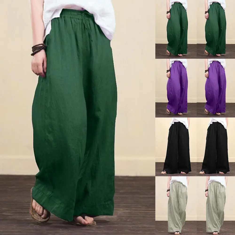 Wide Leg Pants Casual Cotton Linen Loose Women's Trousers Fashion Elegant Female Pocket Trousers Spring Summer Pants
Wide Leg Pants Casual Cotton Linen Loose Women's Trousers Fashion Elegant Female Pocket Trousers Spring Summer Pants