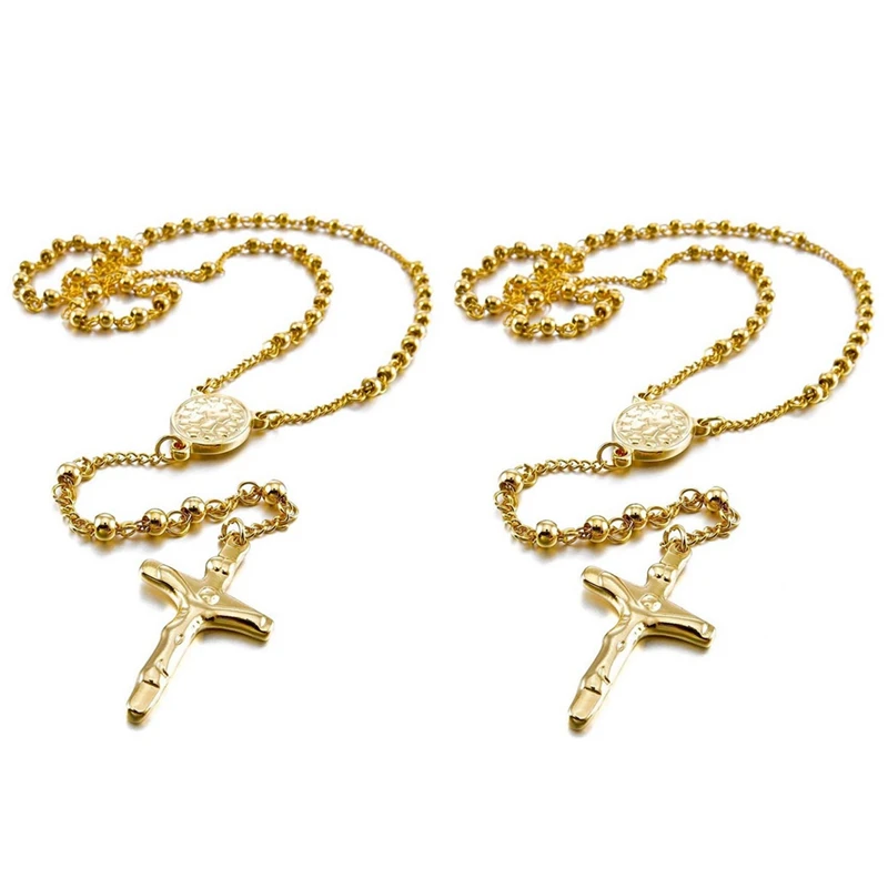 2X Stainless Steel Pendant Necklace Gold Jesus Christ Crucifix Cross Rosary Retro 23 Inch Chain Man Woman
2X Stainless Steel Pendant Necklace Gold Jesus Christ Crucifix Cross Rosary Retro 23 Inch Chain Man Woman