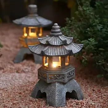 장식 선 장식품 태양열 타워 정원 동상 궁전 등불, 중국 태양광 램프 돌 안뜰 탑 랜턴