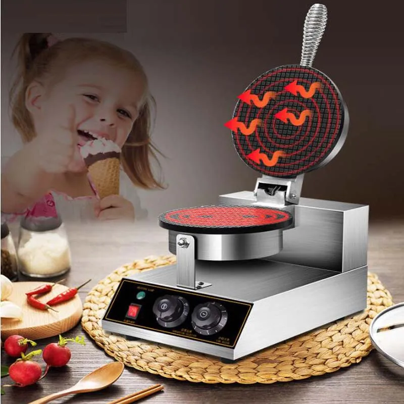

Commercial Stainless Steel Double head Ice Cream Cone Making Maker Electric Waffle Cone Baker Oven Crispy Egg Roll Baking