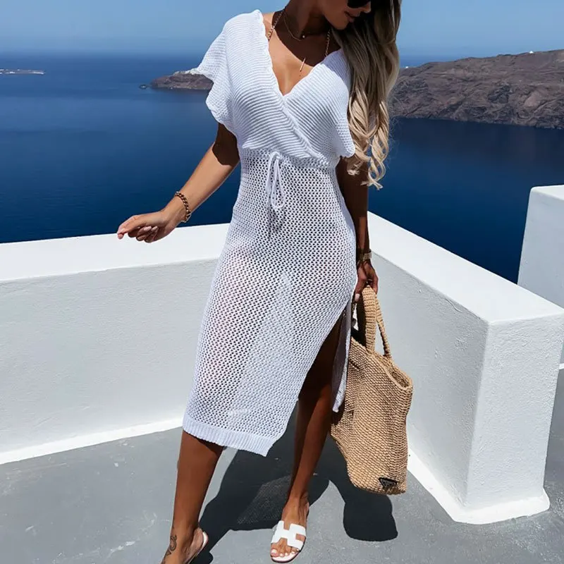 Casual Beach Dress Summer Female Cover Up Clothes For Women Swimsuit New V Neck Bind Hollow Out Blouse Sexy Split Bikini Is
Casual Beach Dress Summer Female Cover Up Clothes For Women Swimsuit New V Neck Bind Hollow Out Blouse Sexy Split Bikini Is