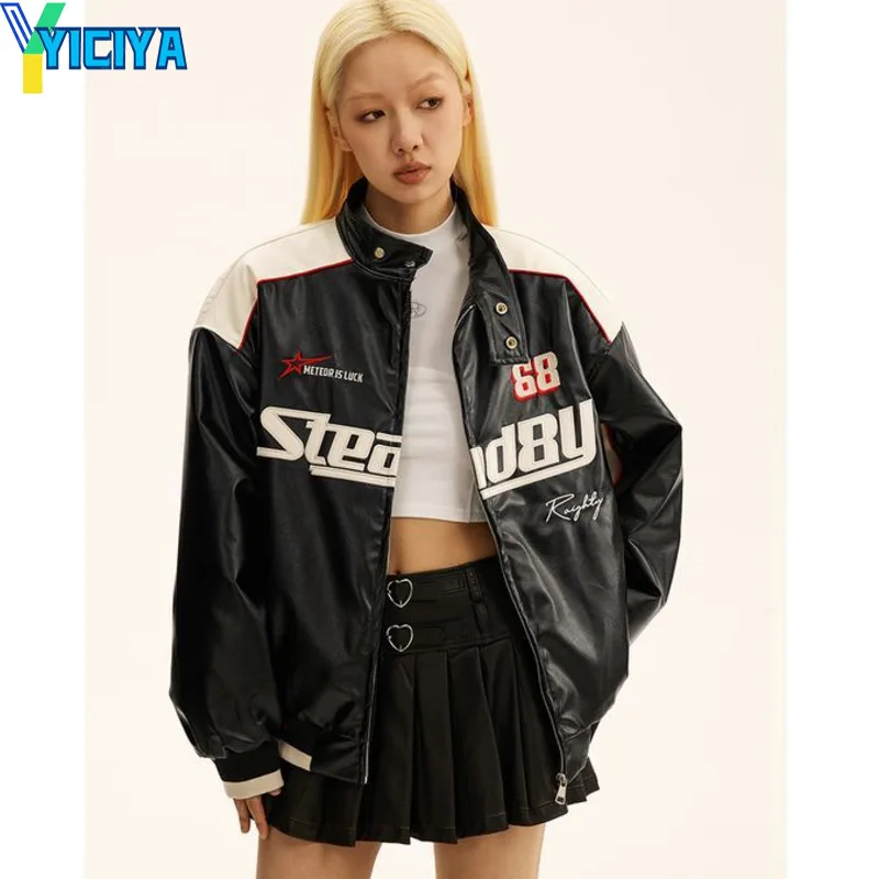 YICIYA black leather jacket Parker coat fashion coats women Letter embroidery bomber winter oversized Jackets new outfit 2024
YICIYA black leather jacket Parker coat fashion coats women Letter embroidery bomber winter oversized Jackets new outfit 2024