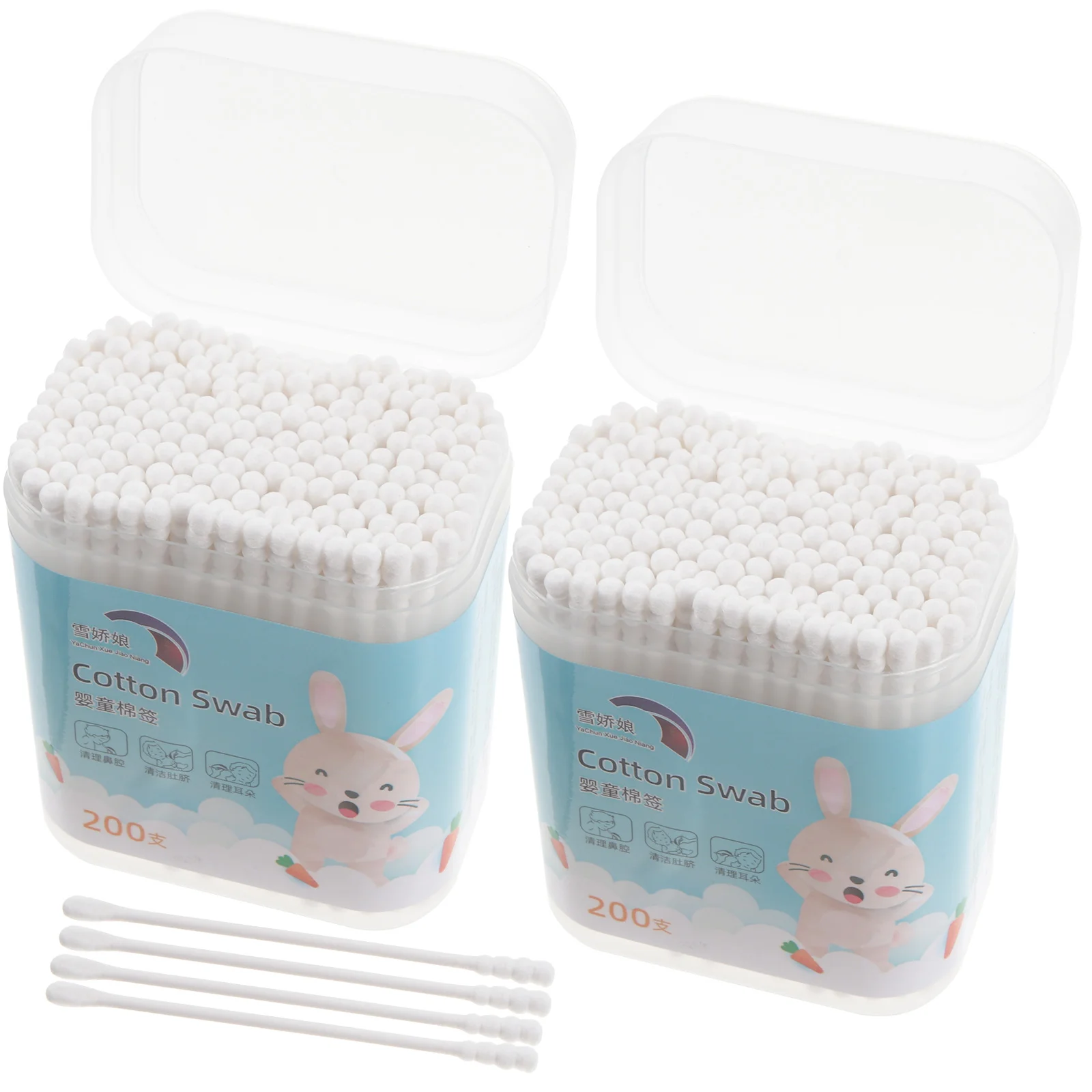 

400PCS/2 Boxes Infant Nose Swabs Paper Sticks Cotton Buds Baby Care Buds Swabs Ear Nose Cotton Swabs Infant Cleaning Sticks