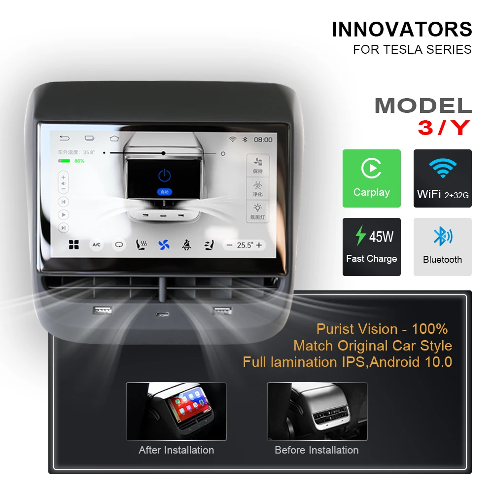 Экран 7,0 дюйма Android для Tesla Model 3 Y, задняя панель дисплея, управление кондиционером, IPS мультимедийный плеер, радио
Экран 7,0 дюйма Android для Tesla Model 3 Y, задняя панель дисплея, управление кондиционером, IPS мультимедийный плеер, радио