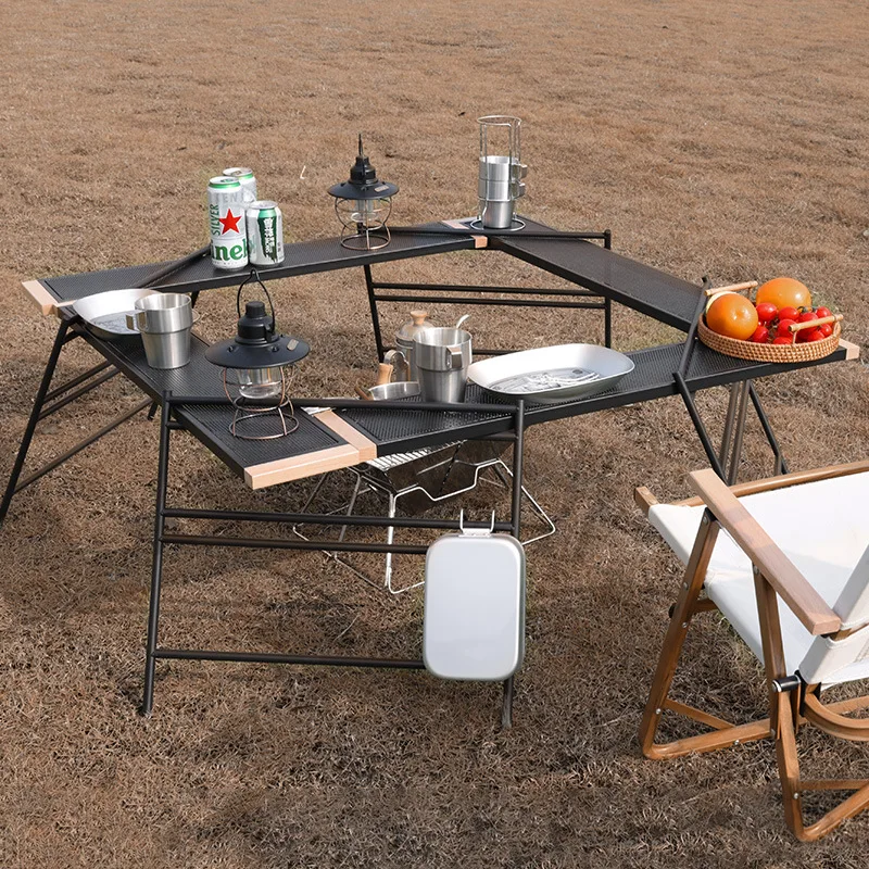 

New Outdoor Barbecue Table Spliceable Net Table Camping Portable Multifunctional Folding Table Self-driving Picnic Table