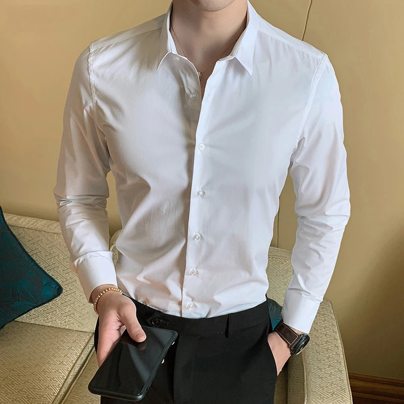 Men's Soild Top Quality Social Business Shirt Youth Luxury Korean Fashion Long Sleeved Blouse Men Formal Dress Shirts
Men's Soild Top Quality Social Business Shirt Youth Luxury Korean Fashion Long Sleeved Blouse Men Formal Dress Shirts