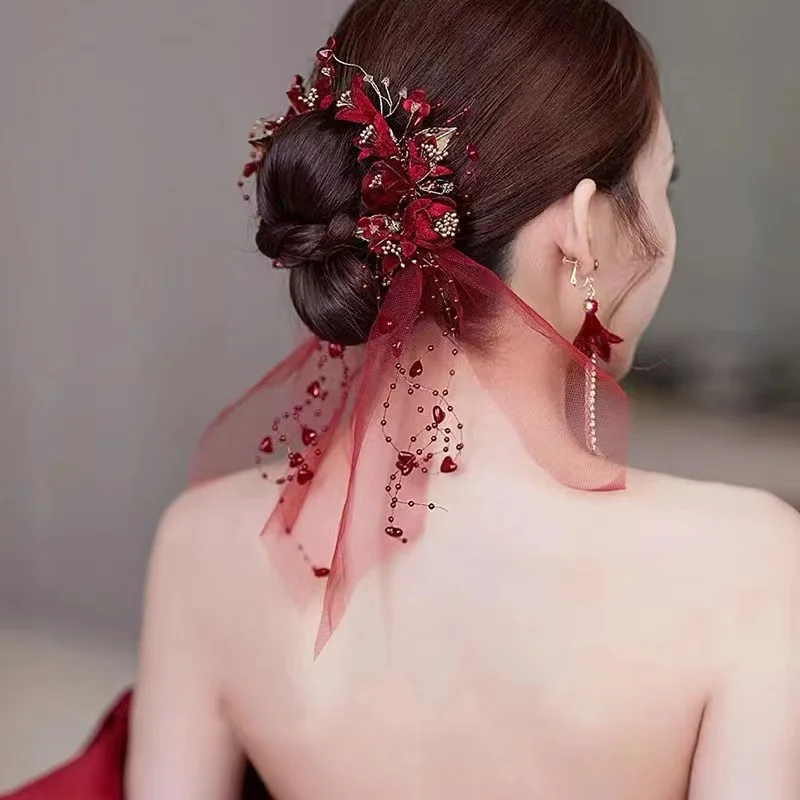 New Japanese and Korean brides wedding red tassel sweet hair accessories Retro Chinese style hair accessories
New Japanese and Korean brides wedding red tassel sweet hair accessories Retro Chinese style hair accessories