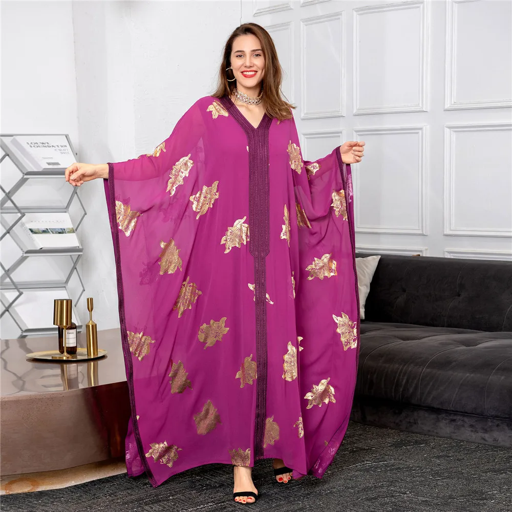 

Moroccan Caftan Eid Party Muslim Women Loose Bat Sleeve Maxi Dress Turkey Arabic Kaftan Dubai Evening Long Gown Ramadan Jalabiya