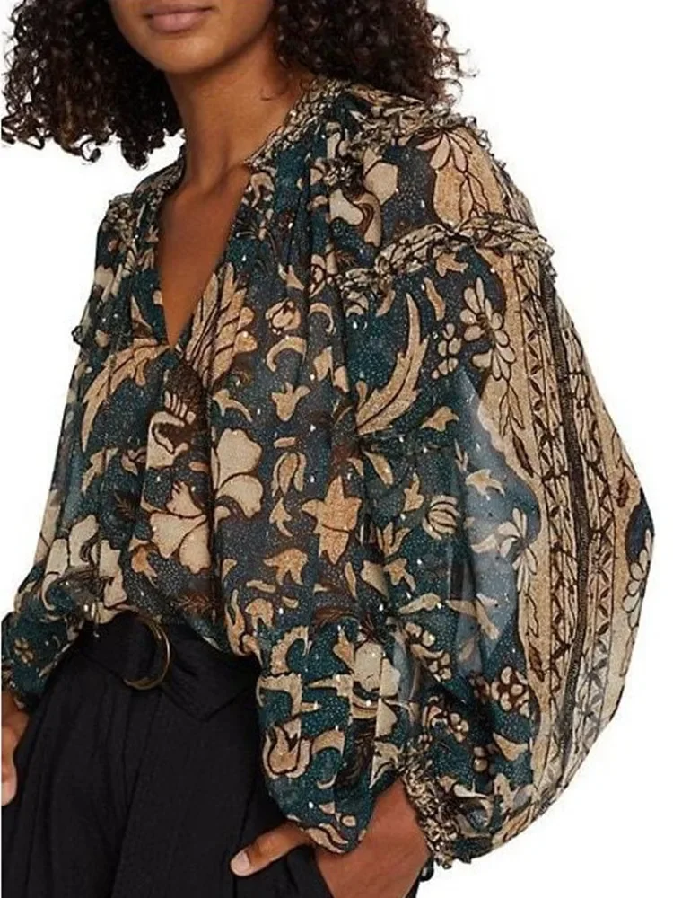 2024 Spring New Vintage Print Blouse Women 100% Silk V-neck Long Sleeve Chemise Shirt
2024 Spring New Vintage Print Blouse Women 100% Silk V-neck Long Sleeve Chemise Shirt