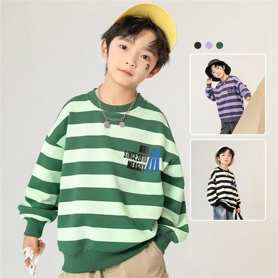 

Children Clothing Kids Sweater 2023 Spring New Boys and Girls Striped Sweater Baby Crewneck Fashionable Casual Sweater