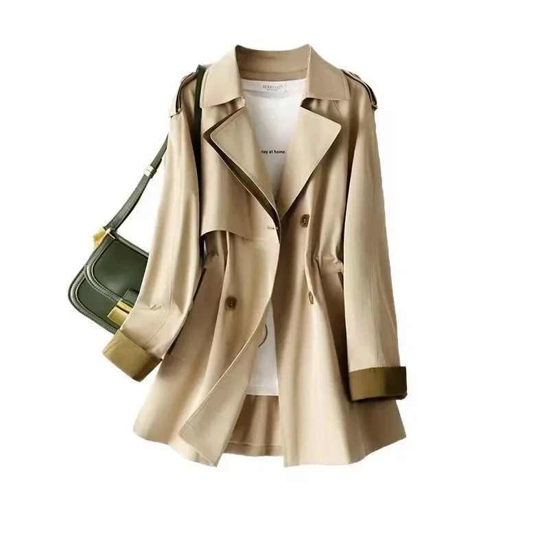 

2024 New Spring Autumn Splicing Trench Coat Women Korean Double Breasted Female Trench Overcoat Windbreaker Lady Outerwear Tops