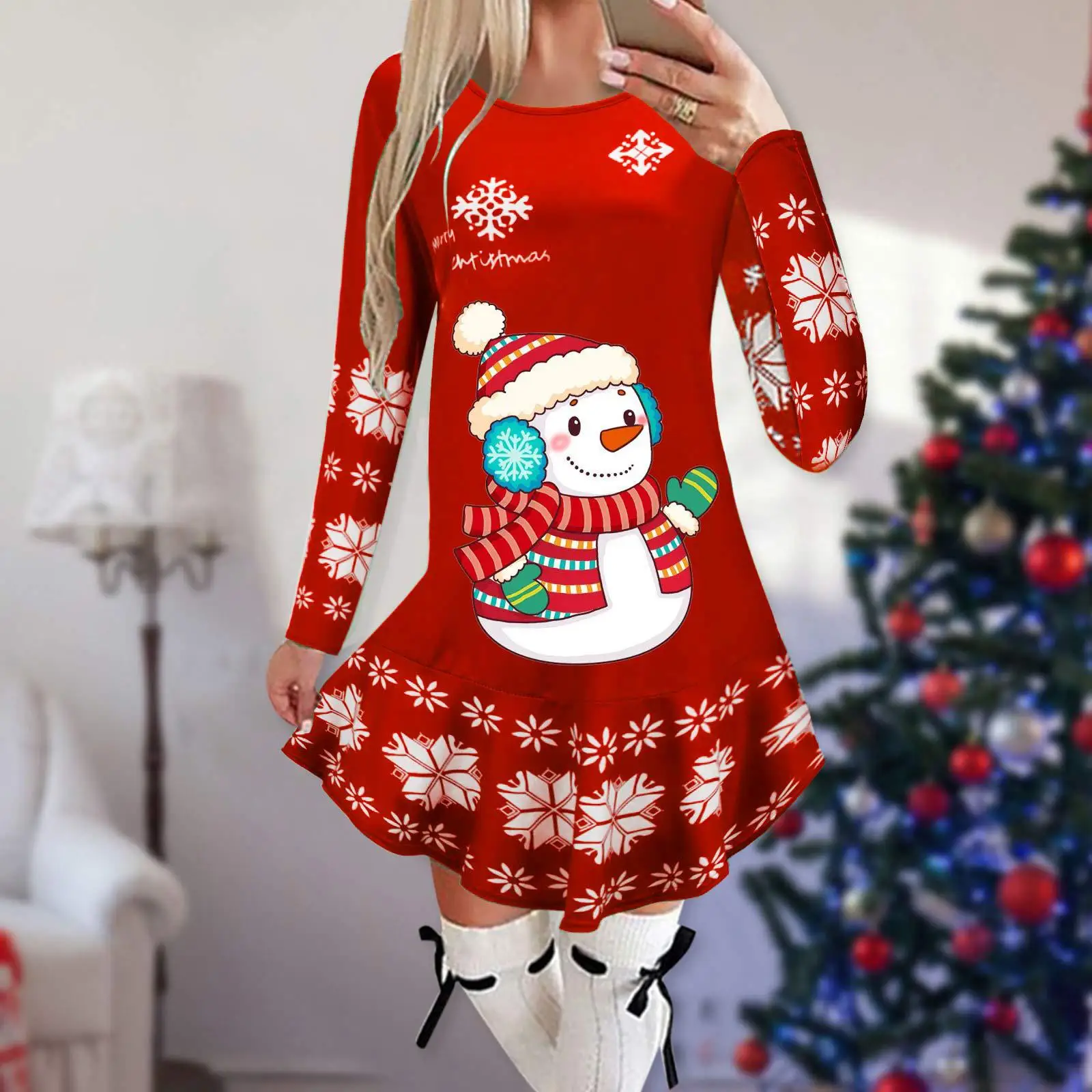 Christmas Snowflake Elk Vintage Party Dress Ruffles Elegant Long Sleeve Casual Print Winter Christmas Dresses Women Sweater Robe
Christmas Snowflake Elk Vintage Party Dress Ruffles Elegant Long Sleeve Casual Print Winter Christmas Dresses Women Sweater Robe