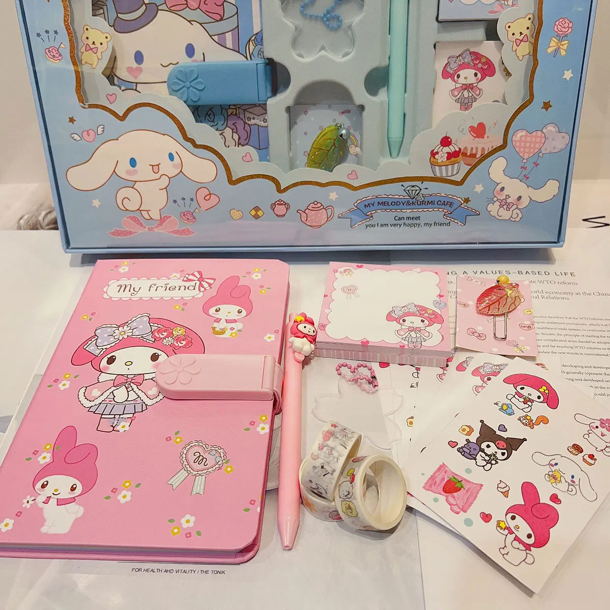 Канцтовары Sanrio, набор Kuromi My Melody Cinnamoroll, пароль, блокнот, дневник, мини-блокнот, ручка для подписи, товары для студентов, подарок для детей
Канцтовары Sanrio, набор Kuromi My Melody Cinnamoroll, пароль, блокнот, дневник, мини-блокнот, ручка для подписи, товары для студентов, подарок для детей