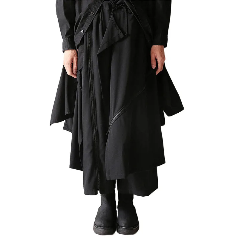 Autumn and winter irregular double-layer nine-point pants men's adjustable zipper loose large size wide-leg pants skirt black
Autumn and winter irregular double-layer nine-point pants men's adjustable zipper loose large size wide-leg pants skirt black