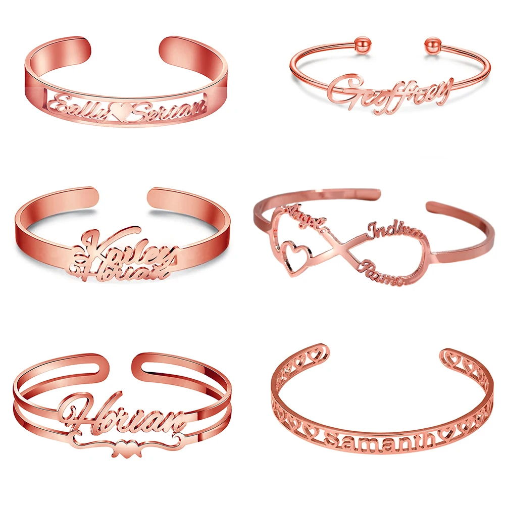 Bangles for Women New Personalised Custom Name Open Bangles Stainless Steel Jewelry Bracelets Valentine's Day Gift Pulsera Mujer 
Bangles for Women New Personalised Custom Name Open Bangles Stainless Steel Jewelry Bracelets Valentine's Day Gift Pulsera Mujer