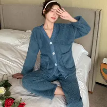 Autumn and Winter New Korean Version Casual Wild V-neck Cardigan Solid Color Home Service Plus Velvet Thick Thick Warm Pajamas
Autumn and Winter New Korean Version Casual Wild V-neck Cardigan Solid Color Home Service Plus Velvet Thick Thick Warm Pajamas