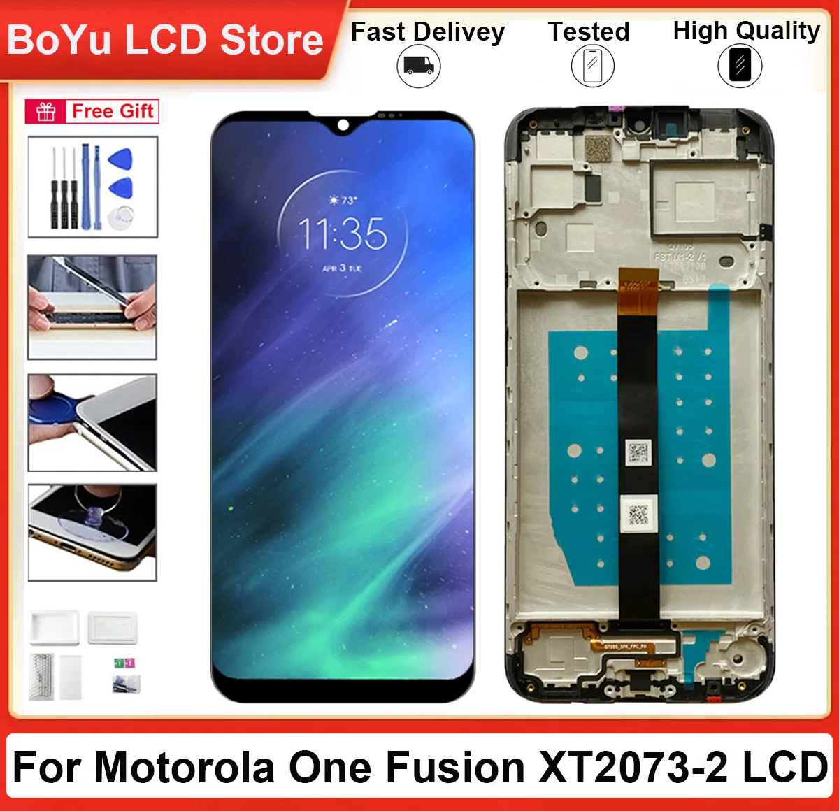

100% Tested 6.5" Original New Screen For Motorola One Fusion XT2073 XT2073-2 With Frame LCD and Touch Display Digitizer Assembly