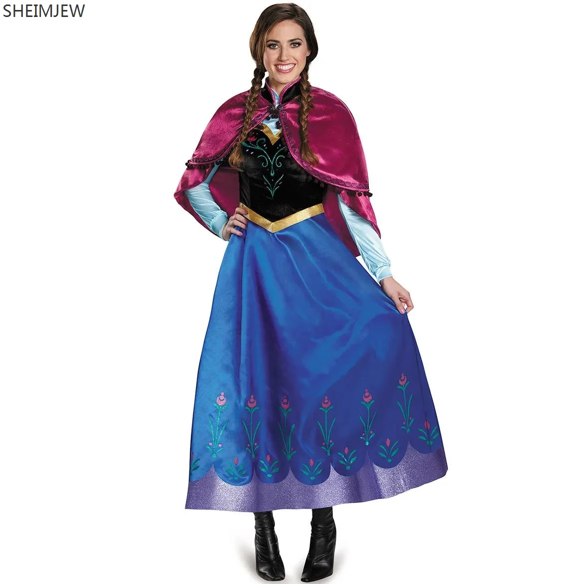 

Frozen Anna Princess Long Dress Adults Snow Queen Elsa Cosplay Costume Fairy Tale Party Dresses For Women Carnival Fancy Dress