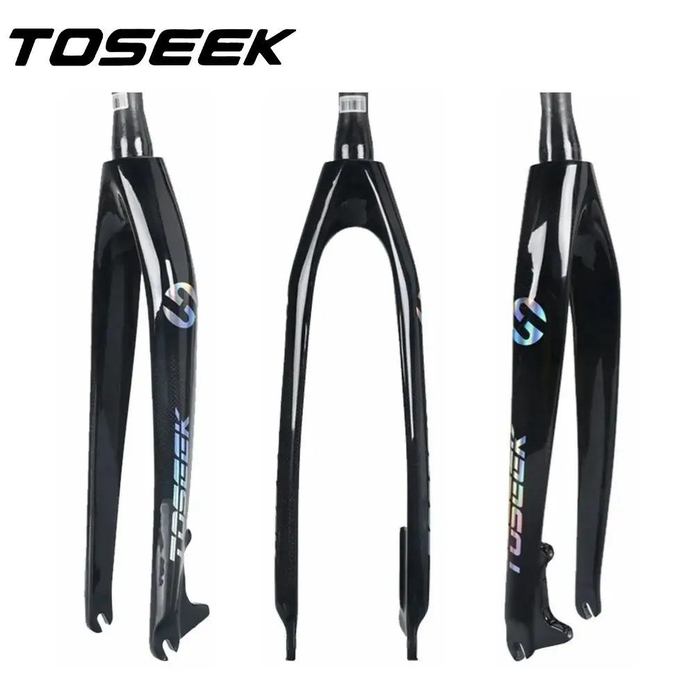 

TOSEEK Bicycle Front Fork MTB Bike Mountain Fork Carbon Fiber Rigid Fork Tapered Tube Fit for Wheel 26er, 27.5er, 29er