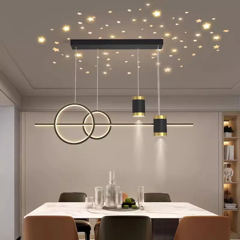 

Modern restaurant chandelier light luxury living room romantic starry sky projection lamp modern living room ceiling lamp