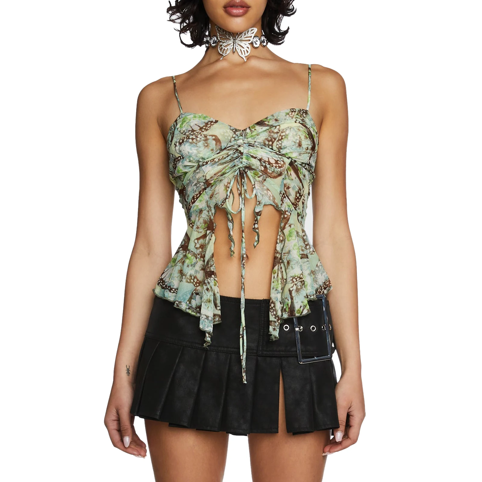 Women Butterfly Print Camisoles Sleeveless Ruffles Drawstring Backless Tank Tops Summer Vests Crop Tops Streetwear
Women Butterfly Print Camisoles Sleeveless Ruffles Drawstring Backless Tank Tops Summer Vests Crop Tops Streetwear
