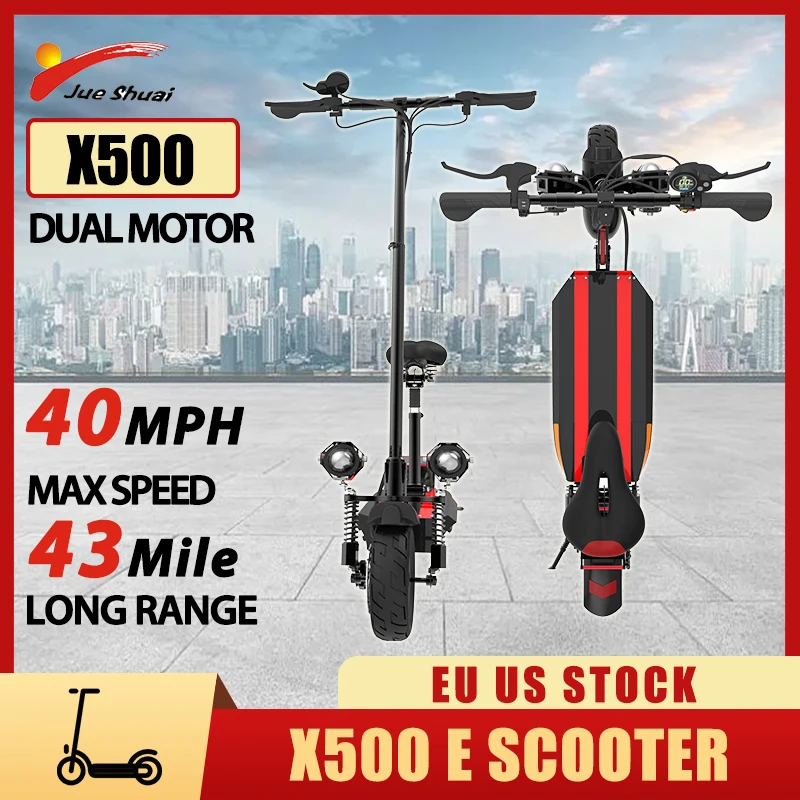 X500 Jueshuai Electric Scooter 43Mile Electric Scooters 40MPH Scooters Dual Motor Scooter with Seat for Adult Foldable Kickstand
X500 Jueshuai Electric Scooter 43Mile Electric Scooters 40MPH Scooters Dual Motor Scooter with Seat for Adult Foldable Kickstand