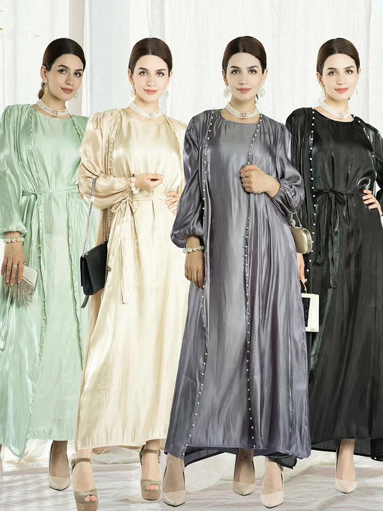 Eid Morocco Caftan Muslim Abaya Women Dress 2 Piece Set Abayas Gowns Dubai Arab Silk Satin Kimono Cardigan Robe Outwear Ramadan
Eid Morocco Caftan Muslim Abaya Women Dress 2 Piece Set Abayas Gowns Dubai Arab Silk Satin Kimono Cardigan Robe Outwear Ramadan