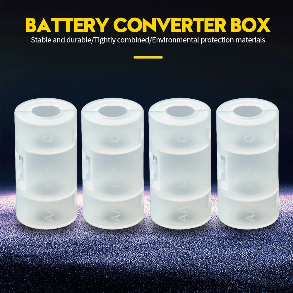 

2/4PCS LR06 AA to C LR14 Size Transparent Battery Storage Box AA to C Battery Adapter Holder Case Converter Switcher 5*2.6cm