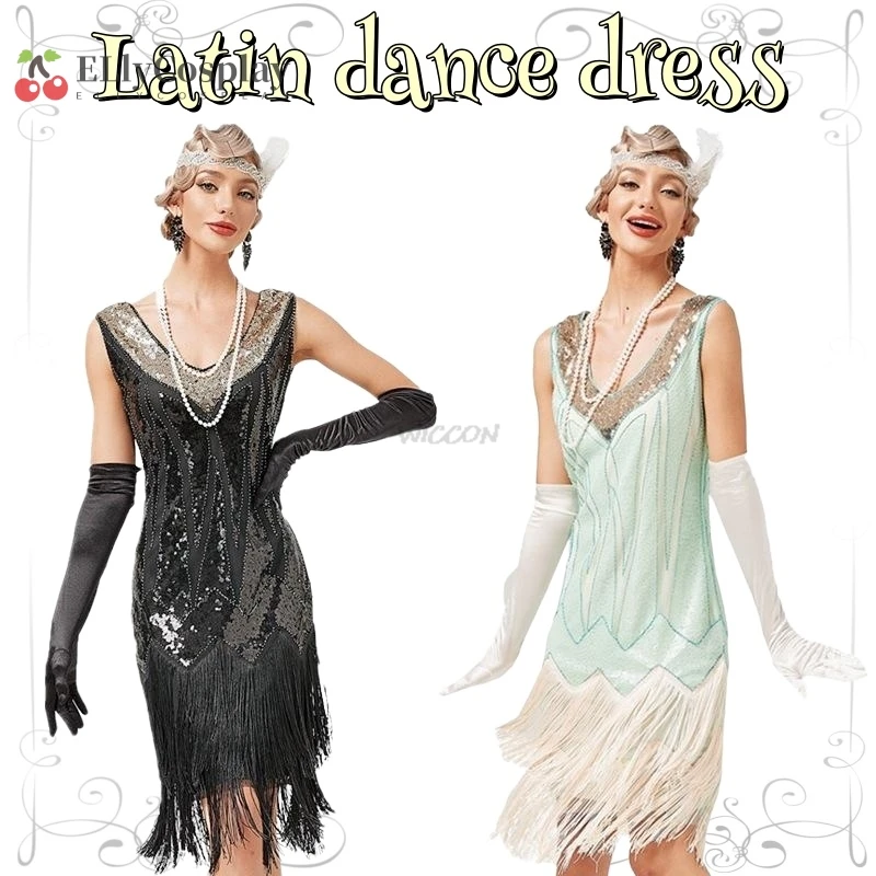 

Latin Dance Dress Training Dress Dress Sequin Sparkly Latin Dance Dress Woman Sexy Passionate Latin Dance Adult Halloween Party