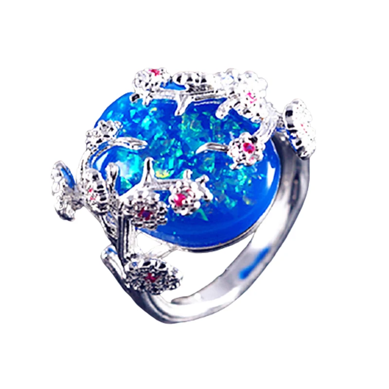 New Gorgeous CZ Women's Engagement Ring Retro Flower Ring Eye-catching Blue, White Zircon Jewelry
New Gorgeous CZ Women's Engagement Ring Retro Flower Ring Eye-catching Blue, White Zircon Jewelry