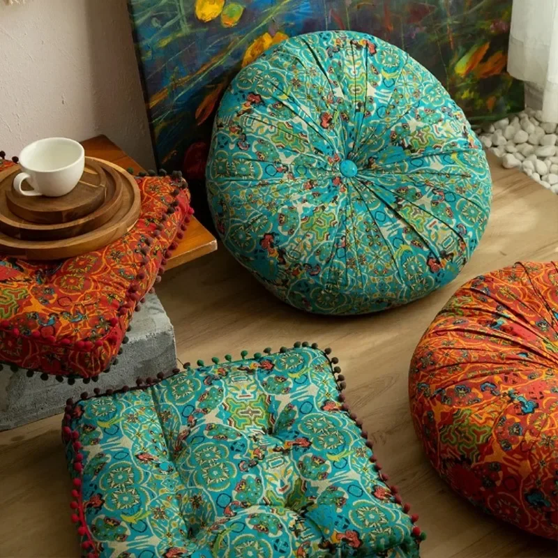 

Square Round Cotton Linen Seat Cushion Thicken Chair Pad Bay Window Tatami Mat Moroccan Futon Floor Cushion Boho Home Decor