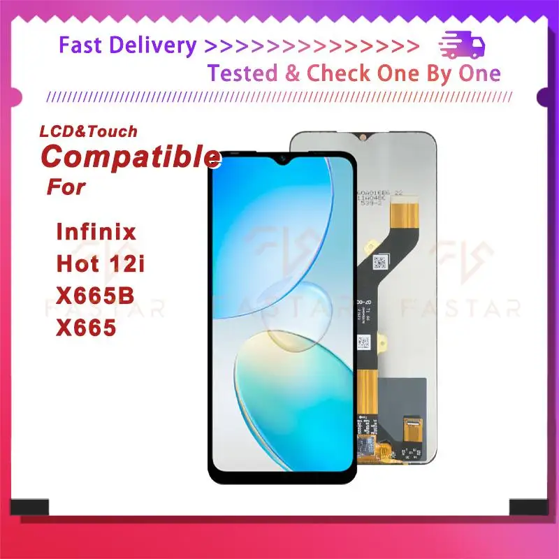 

6.6"Tested For Infinix Hot12i lcd X665B X665 LCD Display Touch Digitizer Assembly Replacement Phone Screen Infinix Hot 12i lcd