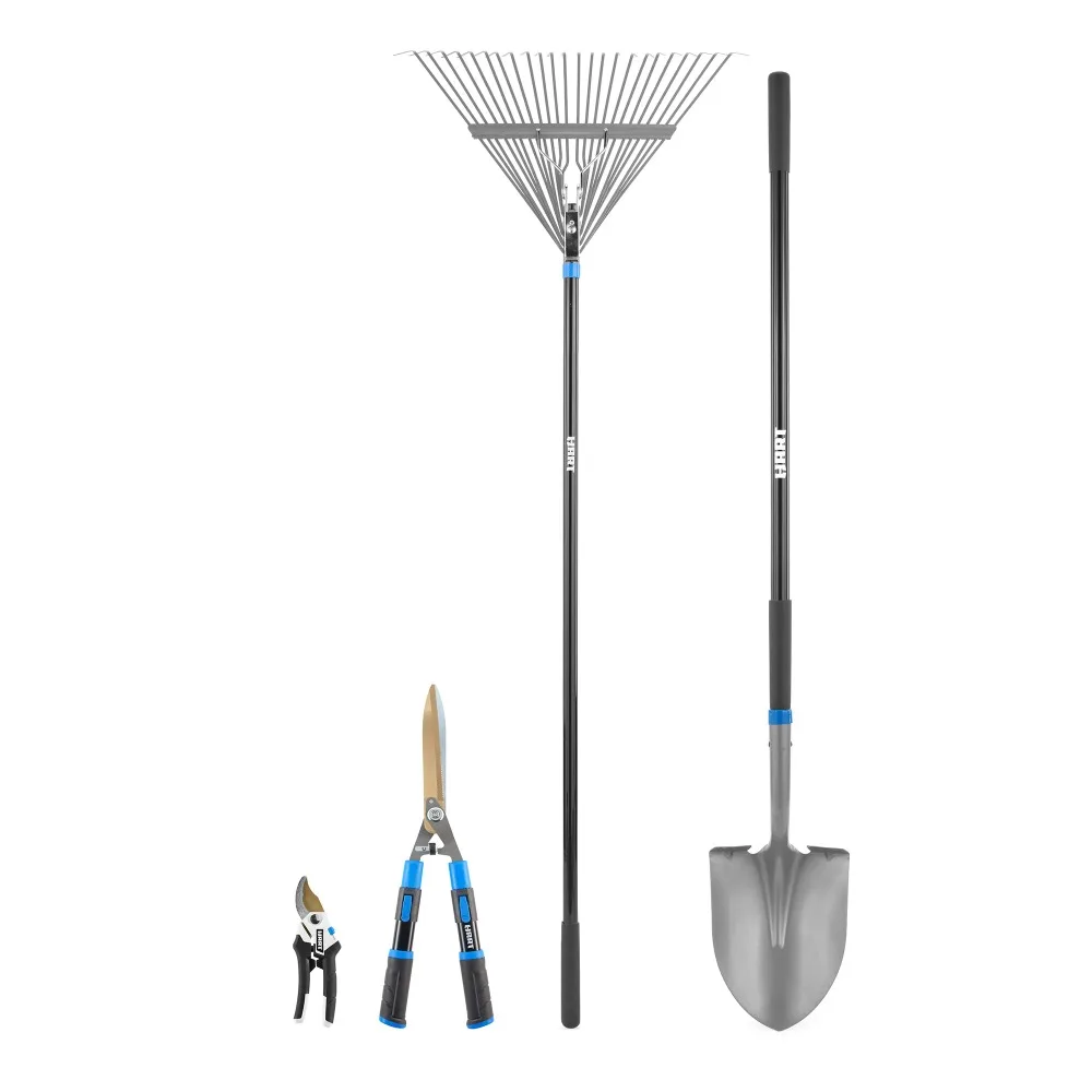 HART Garden Tool Starter Kit - Digging Shovel, Leaf Rake, Hedge Shears, 5/8" Bypass Hand Pruner
HART Garden Tool Starter Kit - Digging Shovel, Leaf Rake, Hedge Shears, 5/8" Bypass Hand Pruner