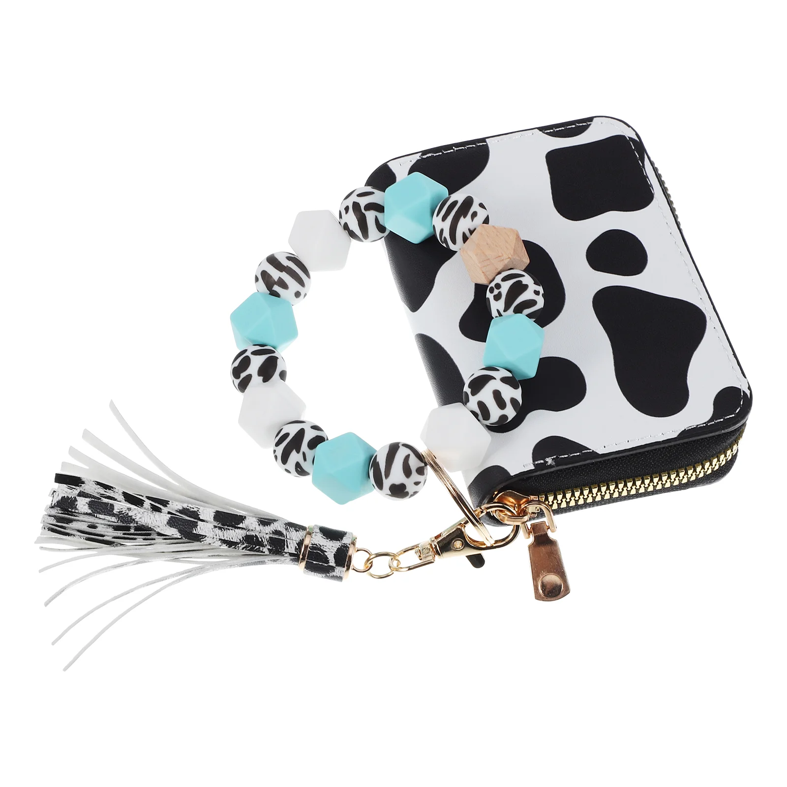 

Cow Plushie Coin Purse Key Chain Wallet Women Ring Animal Wristlet Keychain with Card Holder Keychains for Miss