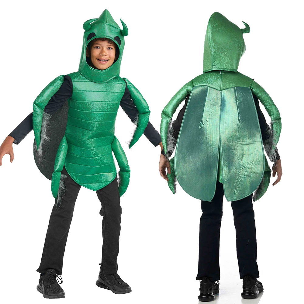 

Child Green Bug Tunic With Hat For Halloween Carnival Kid Beetle Insects Costume