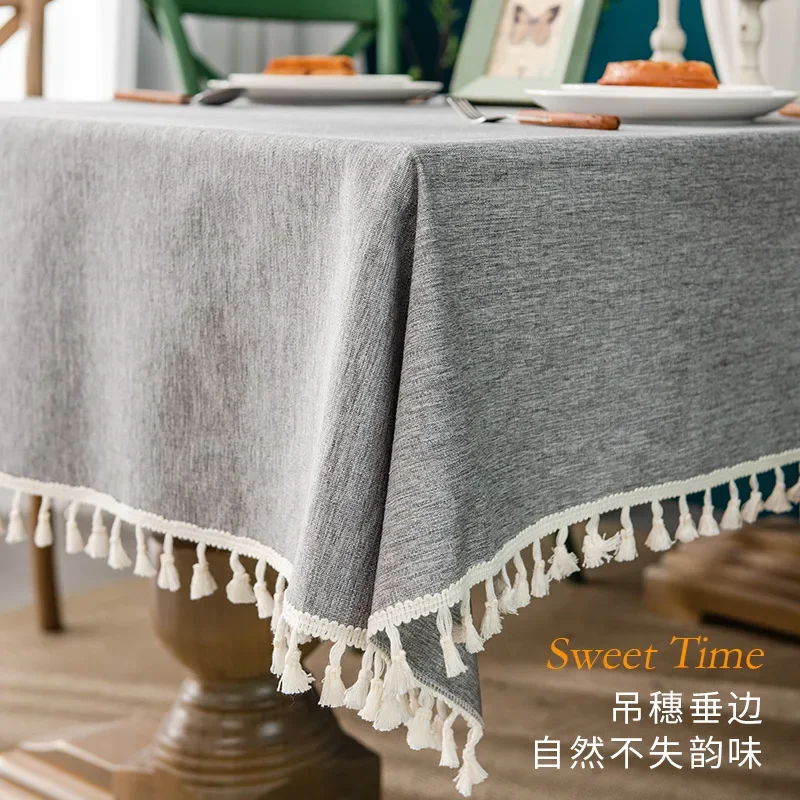 Cotton Linen Tablecloth Waterproof Oil Proof Wash Free Solid Color Meal Cloth Art Tea Table Rectangular Tassel Tablecloth
Cotton Linen Tablecloth Waterproof Oil Proof Wash Free Solid Color Meal Cloth Art Tea Table Rectangular Tassel Tablecloth