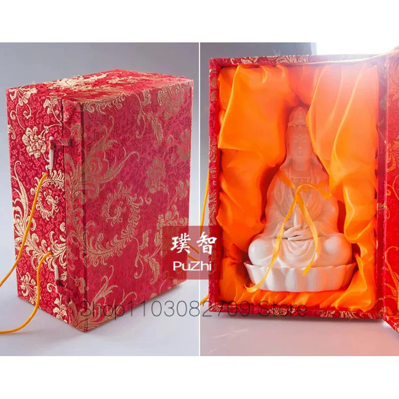 

Special Offer--21CM TALL-HOME Spiritual protection Bless family # Handmade White porcelain Lotus Guanyin Buddha FENG SHUI statue