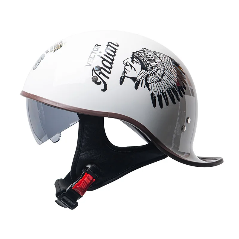 

Retro Low Profile Motorcycle Helmet for Men DOT Approved Half Face Helmets Four Seasons Cruiser Moped Chopper Shell Cap 1/2 Helm