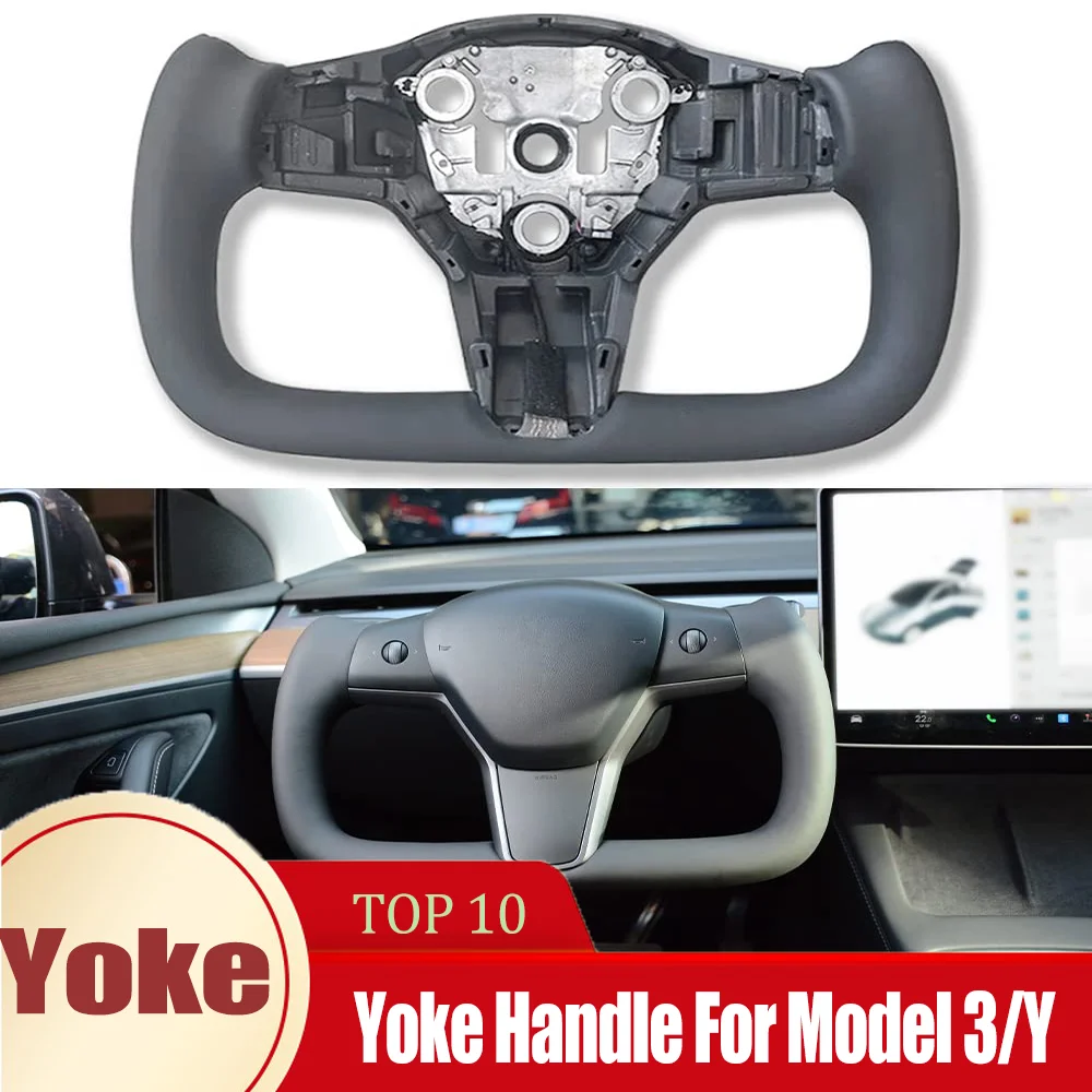 

Yoke Steering Wheel For Tesla Model 3 / Model Y 350mm/370mm Heating Optional Personalized NAPA Leather Car Accessories 2017-2023