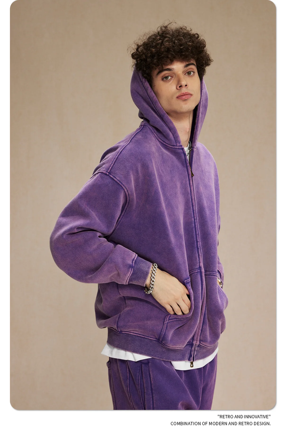 IEFB Men's Wear Wax Printing Vintage Male Hoodies Oversized Loose Zipper Water Washed Plush Sweatshirt Trendy New 9C9349 70