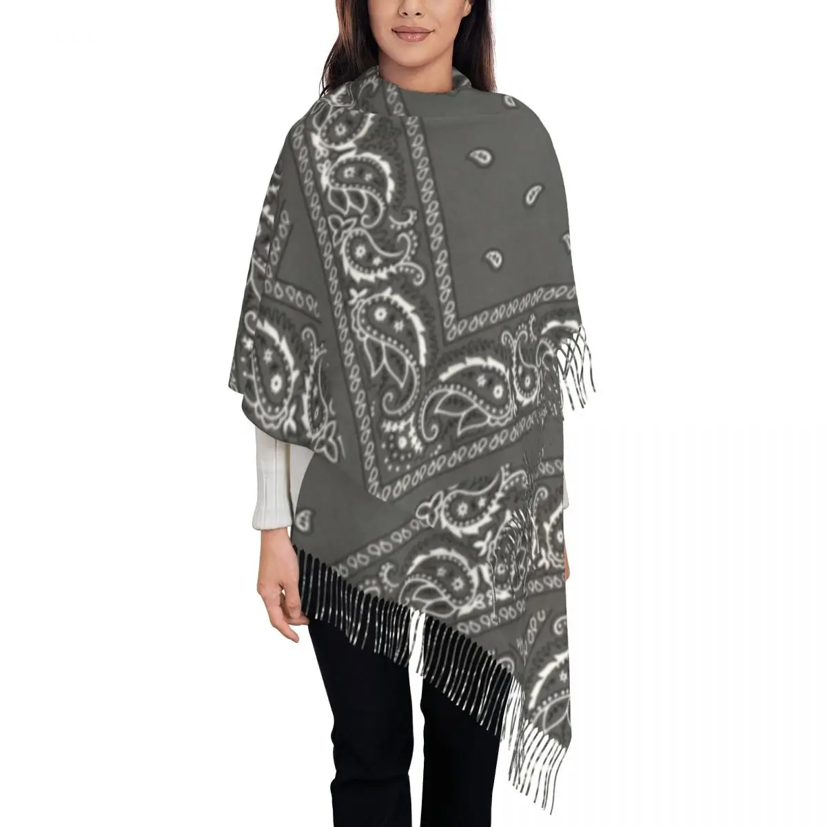 Female Long Grey Classic Bandana Style Scarves Women Winter Soft Warm Tassel Shawl Wrap Scarf
Female Long Grey Classic Bandana Style Scarves Women Winter Soft Warm Tassel Shawl Wrap Scarf