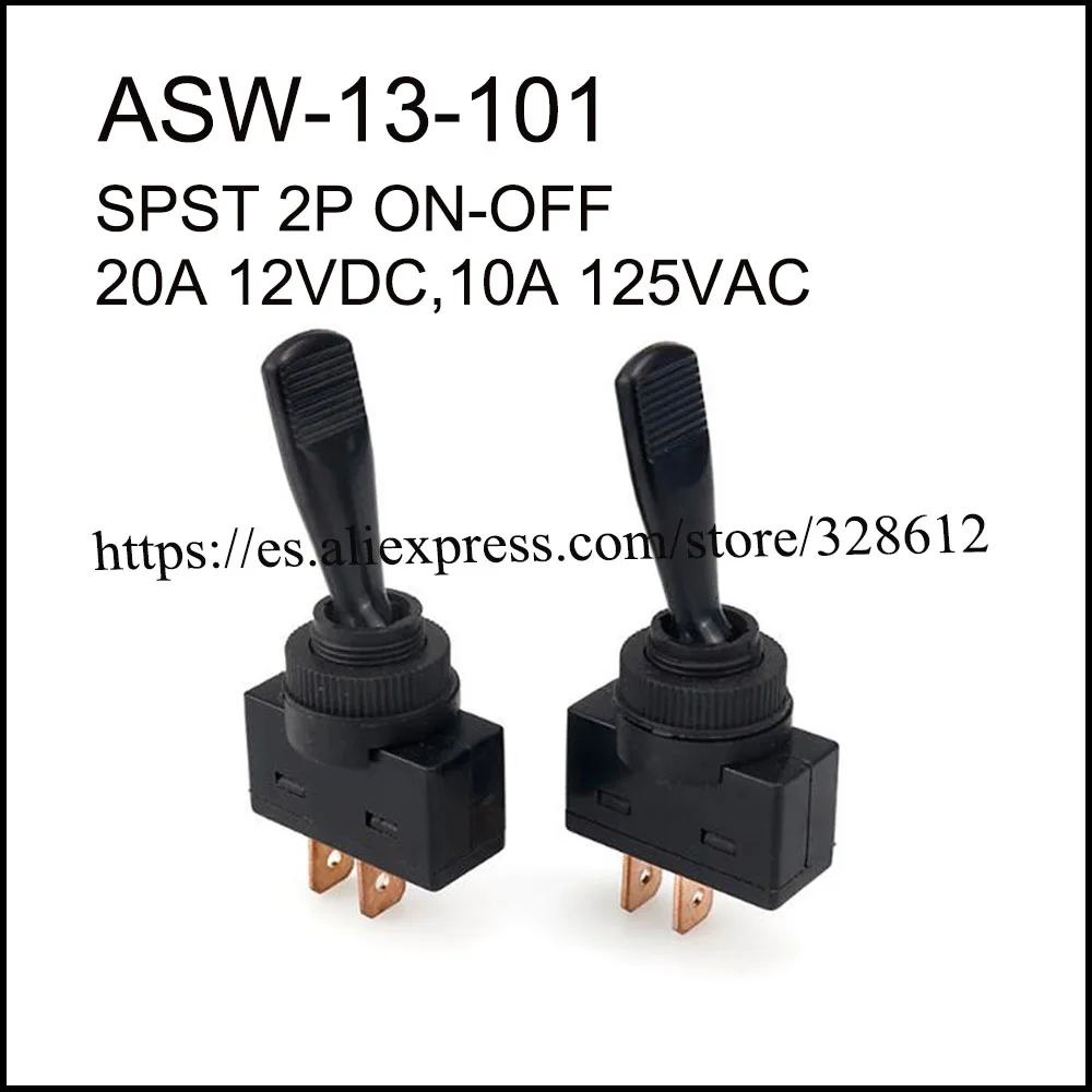 

100PCS ASW-13-101 ON-OFF SPST 2P Auto switch Rocker Switch Automobile switches accessories 20A 12VDC 10A 125VAC Toggle switch