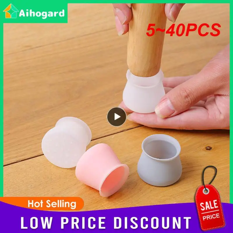 

5~40PCS Silicone Chair Table Foot Cover Protector Furniture Feet Round/Square Non-slip Leg Caps Bottom corner Floor safely pad