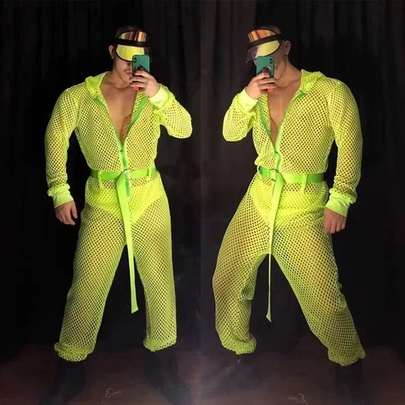 Fluorescent Green Hollow Jumpsuit Work Clothes Bar Nightclub Men Ds Party Pole Dance Clothing Stage Rave Gogo Costumes
Fluorescent Green Hollow Jumpsuit Work Clothes Bar Nightclub Men Ds Party Pole Dance Clothing Stage Rave Gogo Costumes