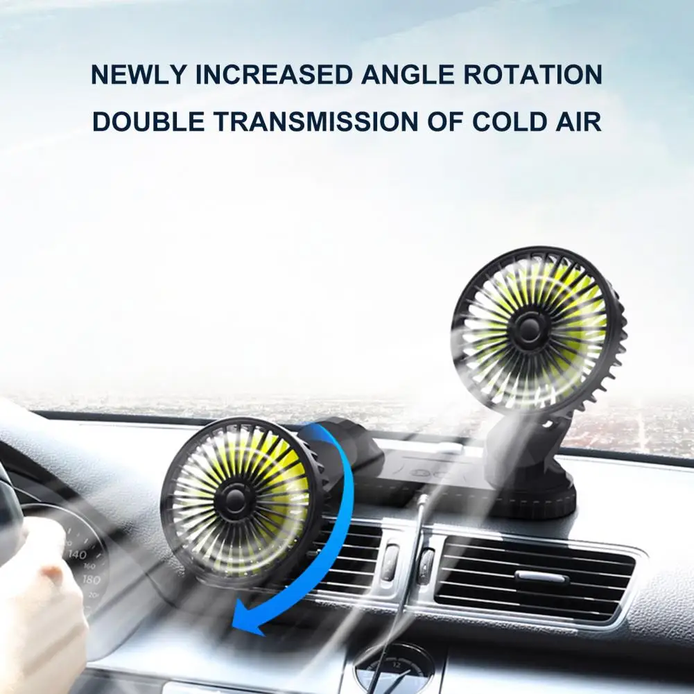 

Easy-charging Metal Chargeable 360 Degrees Rotation Double Head Suction Cup Vehicle Fan Truck Mini Fan Multifunctional