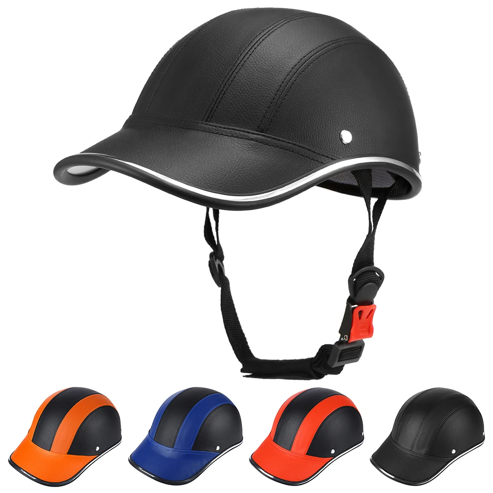 Motorcycle Baseball Cap Helmet Bicycle Electric bike ABS Leather Cycling Safety Helmet with Adjustable Strap for Adult Men Women
Motorcycle Baseball Cap Helmet Bicycle Electric bike ABS Leather Cycling Safety Helmet with Adjustable Strap for Adult Men Women