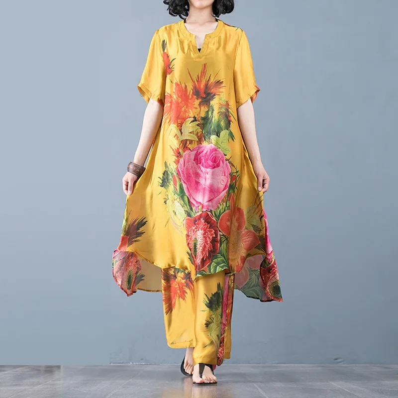 Chinese Style Women'S Clothing Summer 2020 Floral Print Pants And Blouse Set Long Shirt Female 2 Piece Sets Womens Outfits 11326
Chinese Style Women'S Clothing Summer 2020 Floral Print Pants And Blouse Set Long Shirt Female 2 Piece Sets Womens Outfits 11326