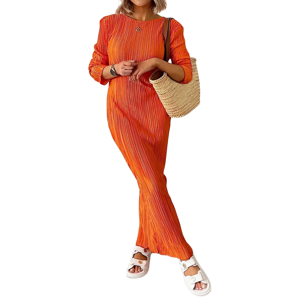 Douhoow Women Pleated Long Dress 2022 Fall New Slim Stretch Long-sleeved Pencil Dress Ladies Solid Color Round Neck Maxi Dress
Douhoow Women Pleated Long Dress 2022 Fall New Slim Stretch Long-sleeved Pencil Dress Ladies Solid Color Round Neck Maxi Dress